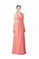 Soft Chiffon A-Line Long Sleeveless Watermelon Bridesmaid Gowns Sheffield