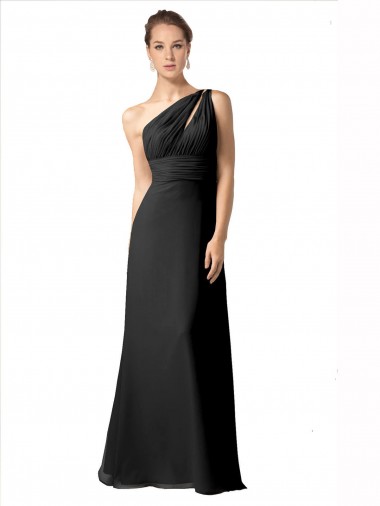 Soft Chiffon A-Line Long Sleeveless One Shoulder Bridesmaid Dresses Sheffield