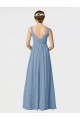Soft Chiffon A-Line Long Sleeveless Dusty Blue Bridesmaid Gown Sheffield