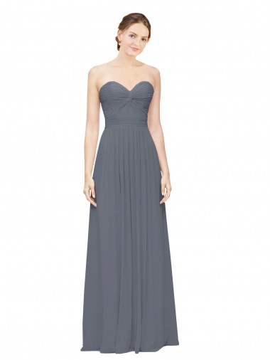 Soft Chiffon A-Line Long Sleeveless Slate Grey Bridesmaid Gowns Sheffield