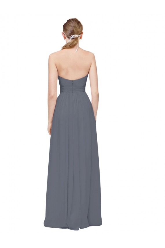 Soft Chiffon A-Line Long Sleeveless Slate Grey Bridesmaid Gowns Sheffield