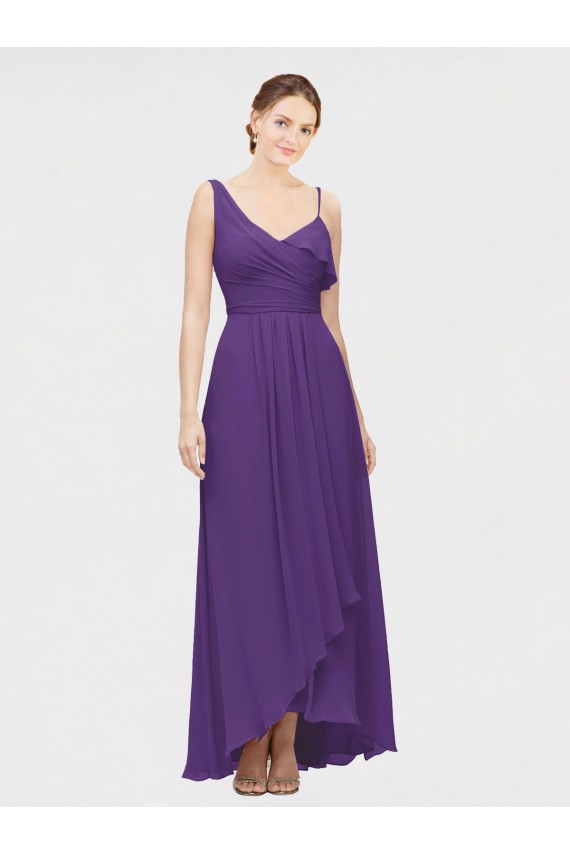 Soft Chiffon A-Line Long Sleeveless High Low Bridesmaid Dress Sheffield