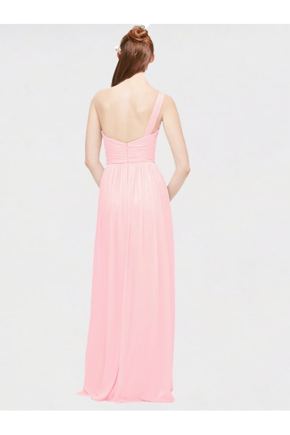 Soft Chiffon A-Line Long Sleeveless Pink Bridesmaid Dress Sheffield
