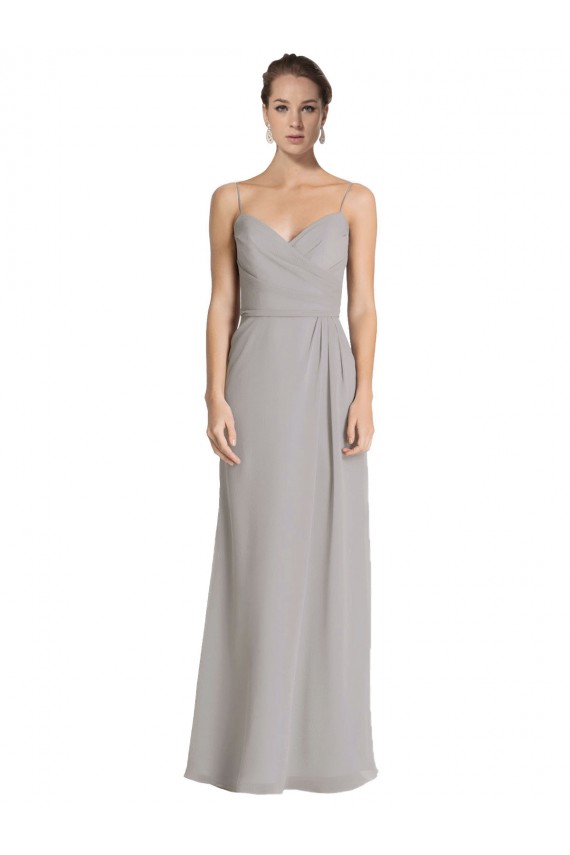 Soft Chiffon Sheath Long Sleeveless Silver Bridesmaid Dress Sheffield