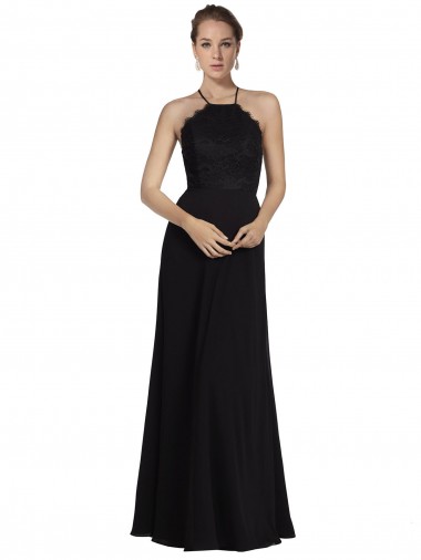 Soft Chiffon & Lace A-Line Long Sleeveless Open Back Bridesmaid Gown Sheffield