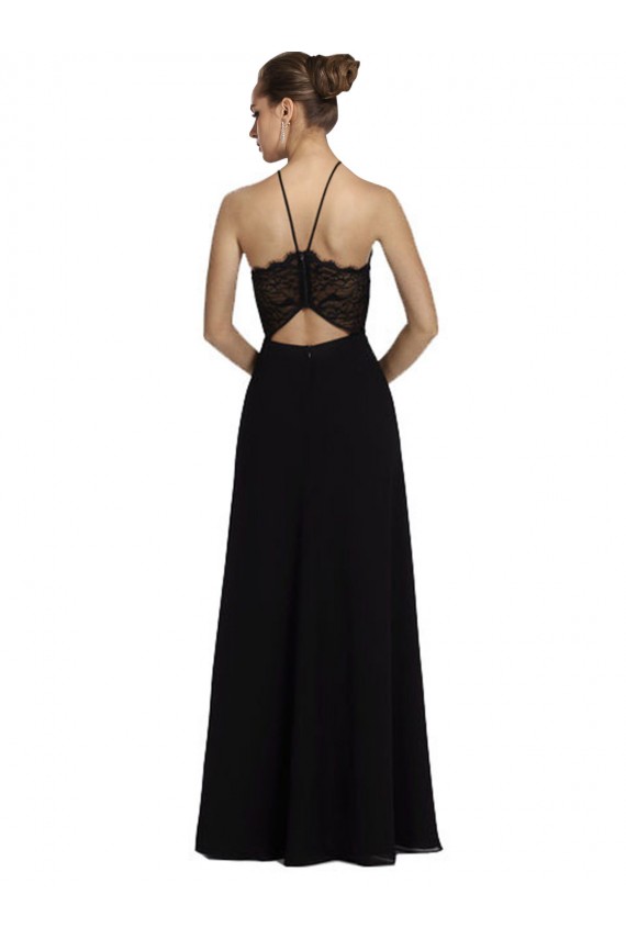 Soft Chiffon & Lace A-Line Long Sleeveless Open Back Bridesmaid Gown Sheffield