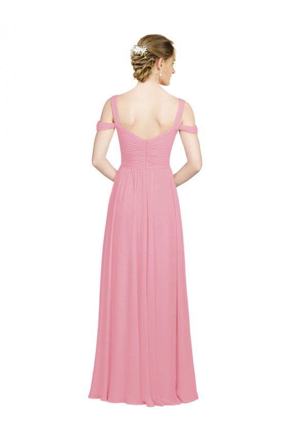Soft Chiffon A-Line Long Sleeveless Skin Pink Bridesmaid Gowns Sheffield