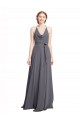 Soft Chiffon A-Line Long Sleeveless Slate Grey Bridesmaid Dress Sheffield