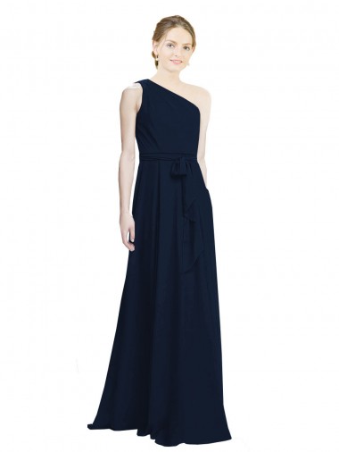 Chiffon A-Line Long Sleeveless Dark Navy Bridesmaid Dress / Evening Dress Sheffield