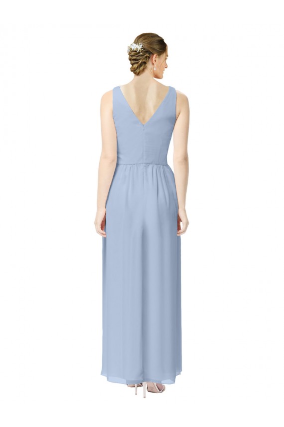 Soft Chiffon A-Line Long Sleeveless Periwinkle Bridesmaid Gowns Sheffield