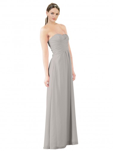 Soft Chiffon A-Line Long Sleeveless Oyster Silver Bridesmaid Dress Sheffield