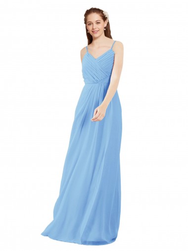 Soft Chiffon Sheath Long Sleeveless Low Back Bridesmaid Dress Sheffield
