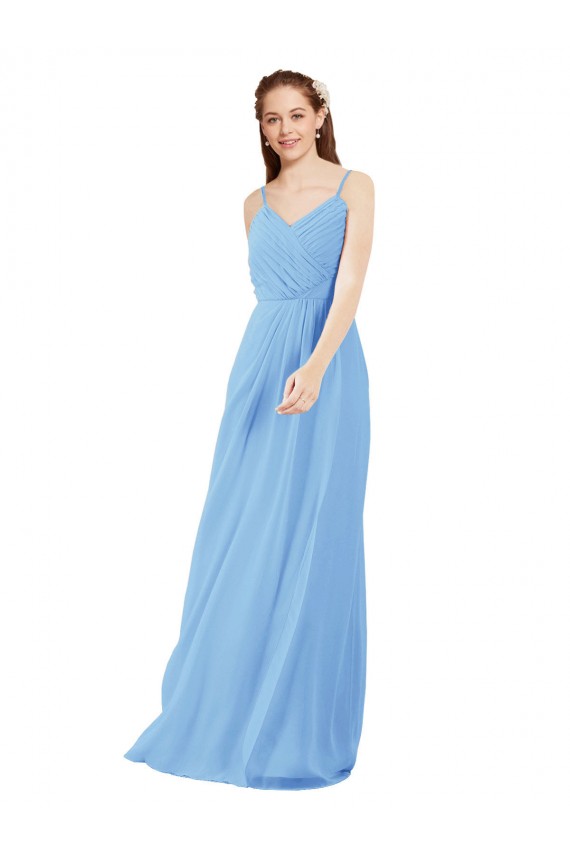 Soft Chiffon Sheath Long Sleeveless Low Back Bridesmaid Dress Sheffield