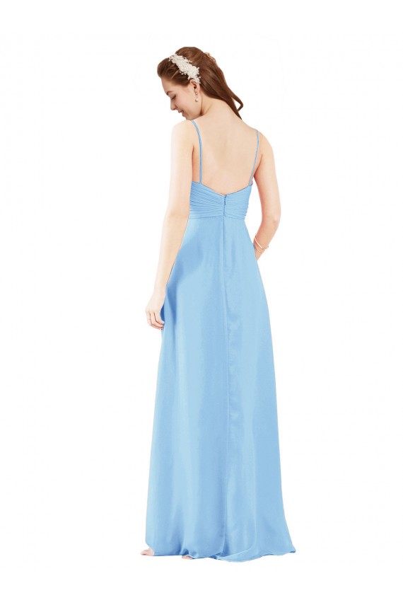 Soft Chiffon Sheath Long Sleeveless Low Back Bridesmaid Dress Sheffield