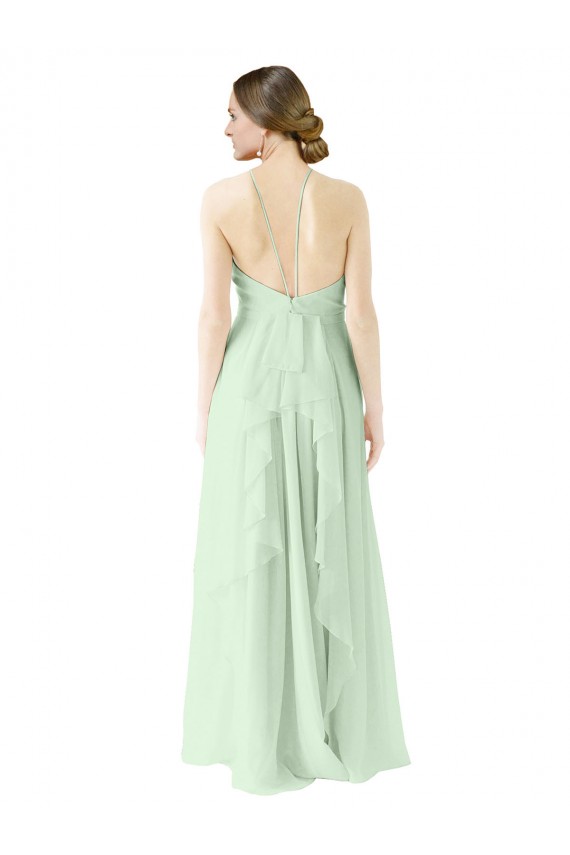 Soft Chiffon A-Line Long Sleeveless Sage Bridesmaid Dress Sheffield