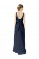 Soft Chiffon A-Line Long Sleeveless Dark Navy Open Back Bridesmaid Dress Sheffield