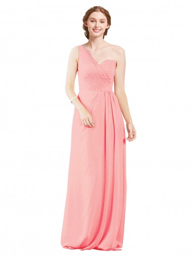 Soft Chiffon A-Line Long Sleeveless Salmon Bridal Party Dress Sheffield
