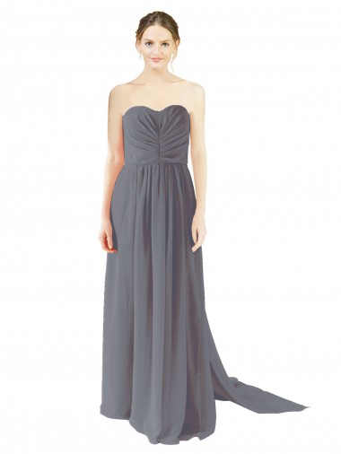 Chiffon A-Line Long Sleeveless Slate Grey Open Back Bridesmaid Dress / Evening Dress Sheffield