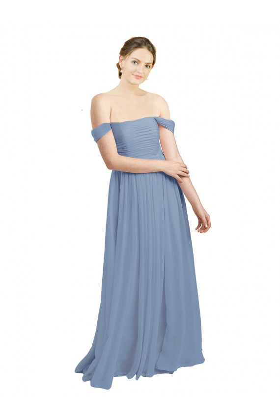 Soft Chiffon A-Line Sleeveless Dusty Blue Formal Dress / Bridesmaid Dress Sheffield