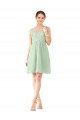 Soft Chiffon A-Line Knee Length Sleeveless Sage Bridesmaid Dress Sheffield