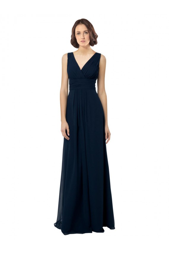 Chiffon A-Line Long Sleeveless V-Back Bridal Party Dress Sheffield