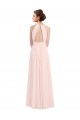 Soft Chiffon A-Line Long Sleeveless Pink Keyhole Back Bridesmaid Dress Sheffield
