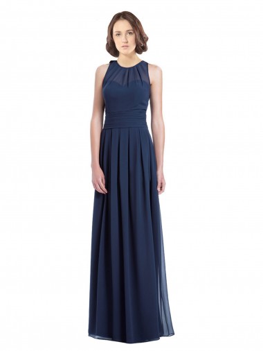 Chiffon A-Line Long Floor Length Sleeveless Keyhole Back Bridesmaid Dress Sheffield