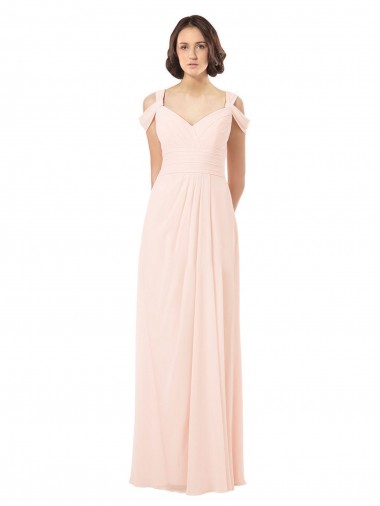 Chiffon A-Line Long Sleeveless Pink Keyhole Back Bridesmaid Dress / Evening Dress Sheffield