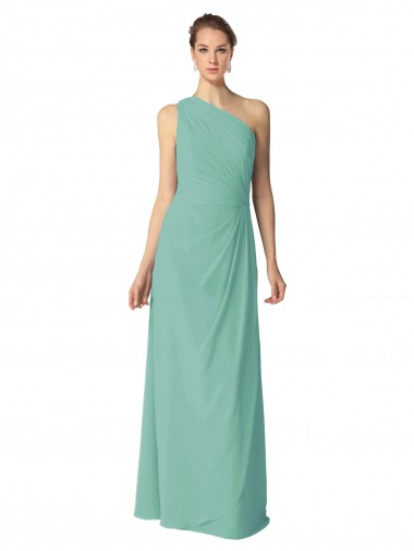 Soft Chiffon A-Line Long Sleeveless Jade Bridesmaid Dress Sheffield