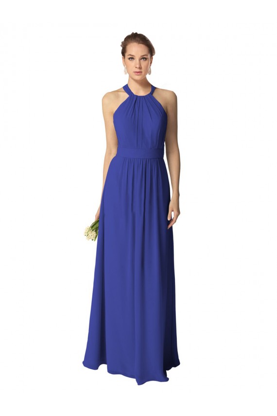 Soft Chiffon A-Line Long Sleeveless Royal Blue Evening Dress / Bridesmaid Dress Sheffield