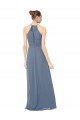 Soft Chiffon A-Line Long Sleeveless Midnight Green Bridesmaid Gowns Sheffield