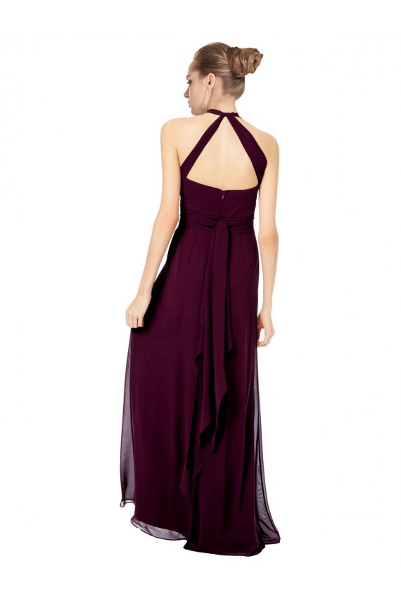 Soft Chiffon Long Sleeveless Halter Neck Open Back Bridesmaid Dresses Sheffield