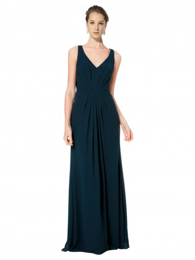 Soft Chiffon A-Line Long Sleeveless Midnight Green Bridesmaid Dress Sheffield