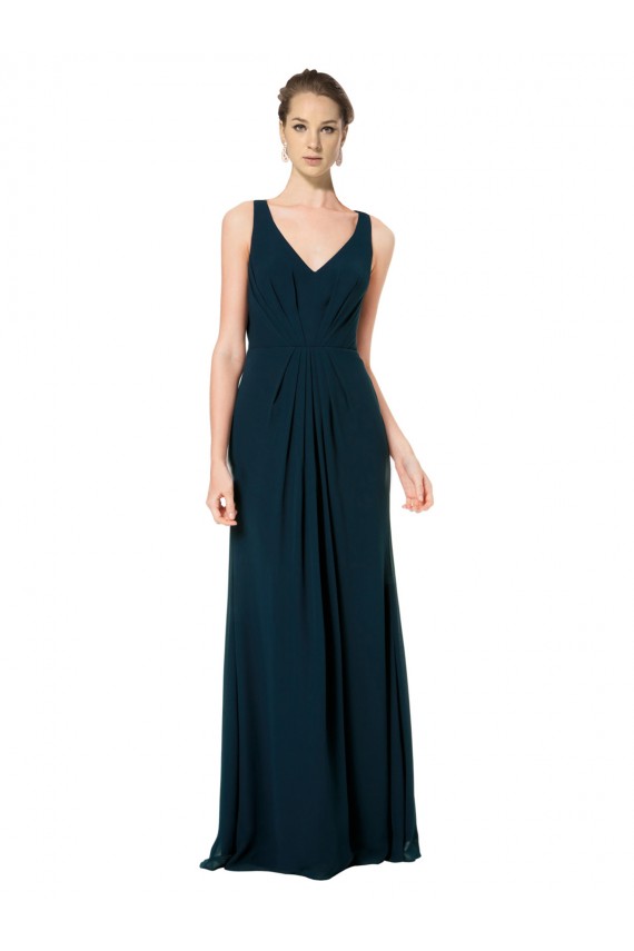Soft Chiffon A-Line Long Sleeveless Midnight Green Bridesmaid Dress Sheffield