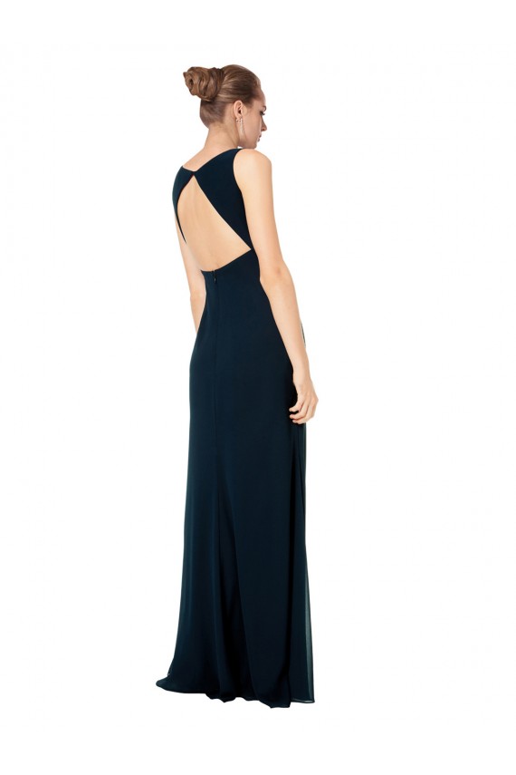 Soft Chiffon A-Line Long Sleeveless Midnight Green Bridesmaid Dress Sheffield