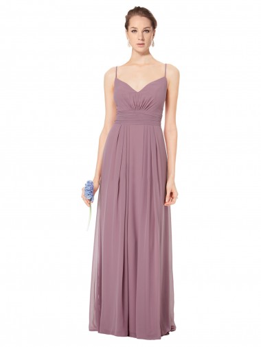 Soft Chiffon A-Line Long Sleeveless Open Back Bridesmaid Gowns Sheffield
