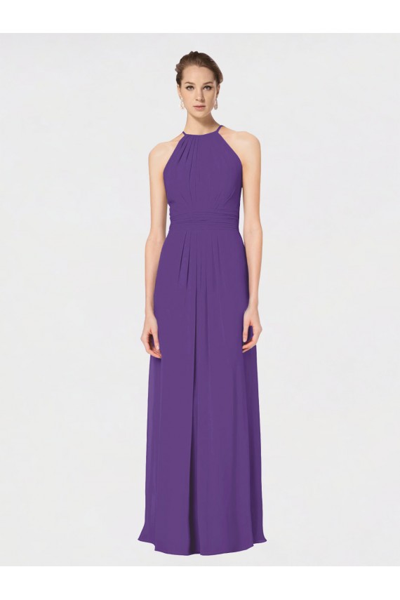 Soft Chiffon Long Sleeveless Criss Cross Back Bridesmaid Dress Sheffield
