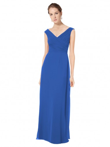 Soft Chiffon A-Line Long Sleeveless Off the Shoulder Open Back Bridesmaid Dresses Sheffield