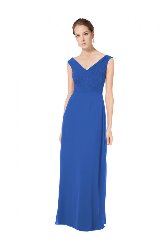 Soft Chiffon A-Line Long Sleeveless Off the Shoulder Open Back Bridesmaid Dresses Sheffield