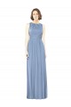 Soft Chiffon A-Line Long Sleeveless Dusty Blue Open Back Bridesmaid Dress Sheffield
