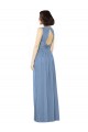 Soft Chiffon A-Line Long Sleeveless Dusty Blue Open Back Bridesmaid Dress Sheffield