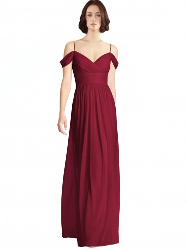 Soft Chiffon A-Line Long Sleeveless Off the Shoulder Bridesmaid Dresses Sheffield