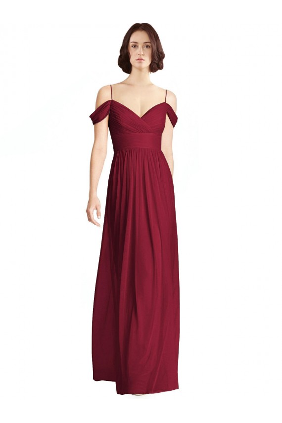 Soft Chiffon A-Line Long Sleeveless Off the Shoulder Bridesmaid Dresses Sheffield