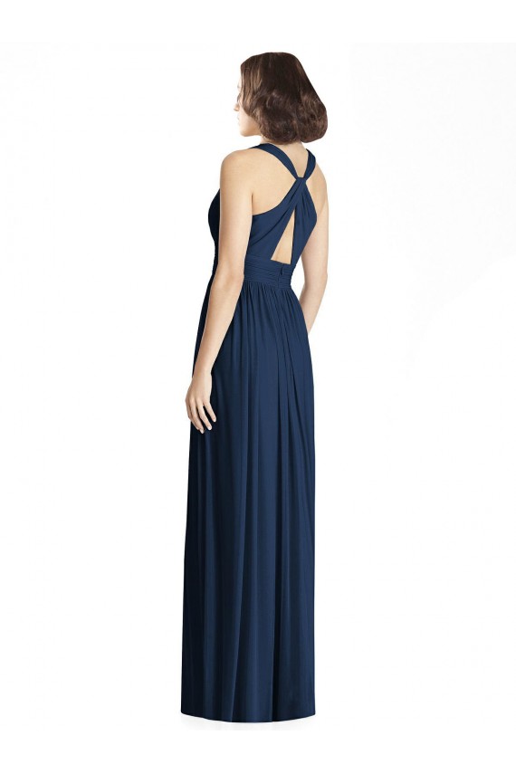 Chiffon A-Line Long Floor Length Sleeveless Dark Navy Bridesmaid Dresses Sheffield