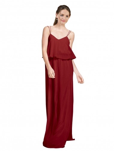 Chiffon A-Line Long Sleeveless Spaghetti Straps Criss Cross Open Back Bridesmaid Dresses Sheffield