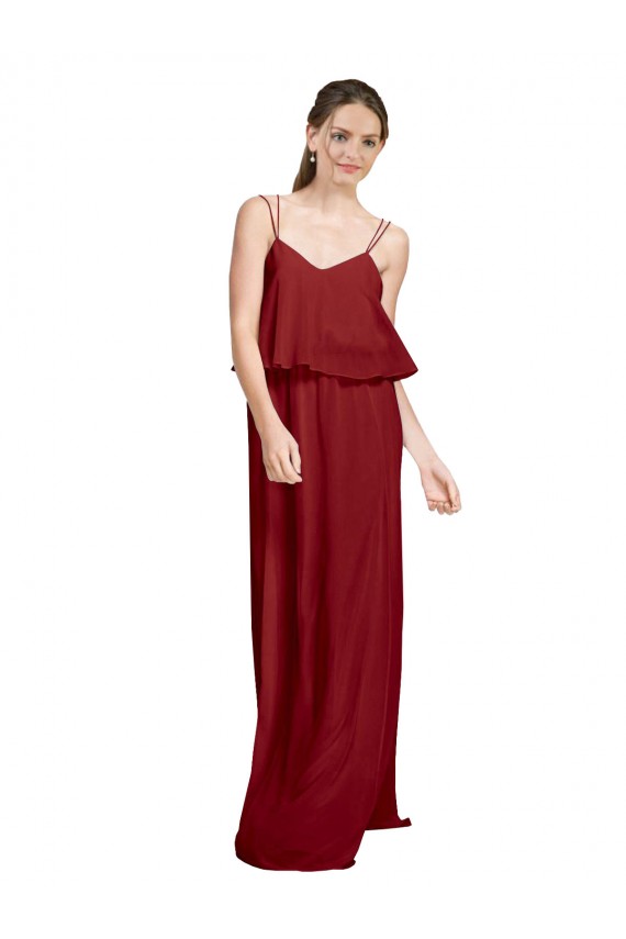 Chiffon A-Line Long Sleeveless Spaghetti Straps Criss Cross Open Back Bridesmaid Dresses Sheffield