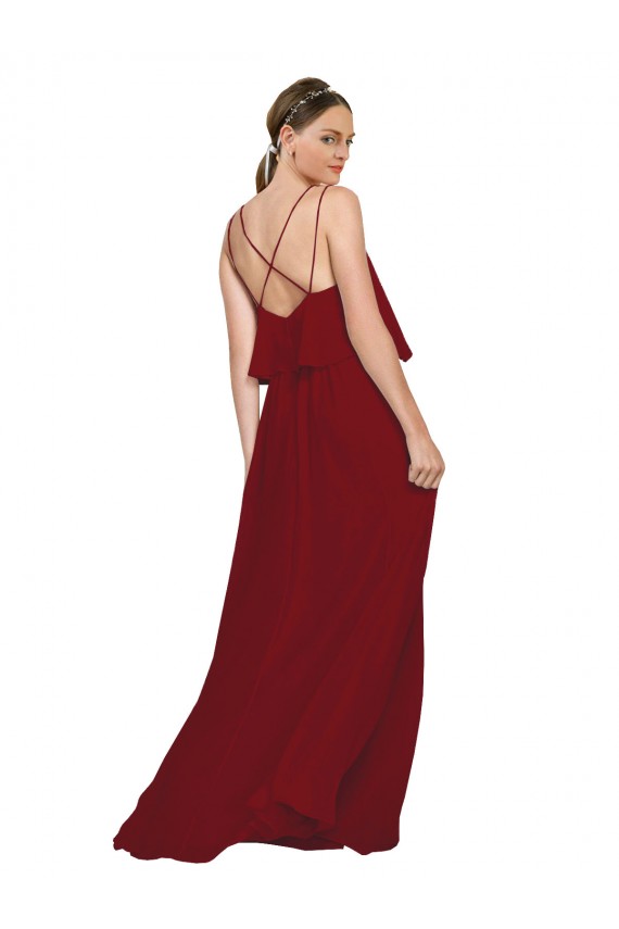Chiffon A-Line Long Sleeveless Spaghetti Straps Criss Cross Open Back Bridesmaid Dresses Sheffield