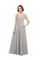 Soft Chiffon A-Line Long Sleeveless Oyster Silver V-Back Bridesmaid Dress Sheffield