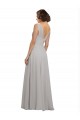 Soft Chiffon A-Line Long Sleeveless Oyster Silver V-Back Bridesmaid Dress Sheffield