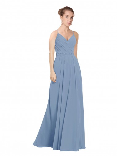 Soft Chiffon A-Line Long Sleeveless V-Back Evening Dress / Bridesmaid Dress Sheffield